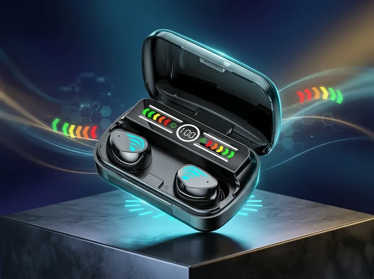 M27 TWS Stereo Waterproof Earbuds – Bluetooth Wireless Headphones with LED Display Charging Case