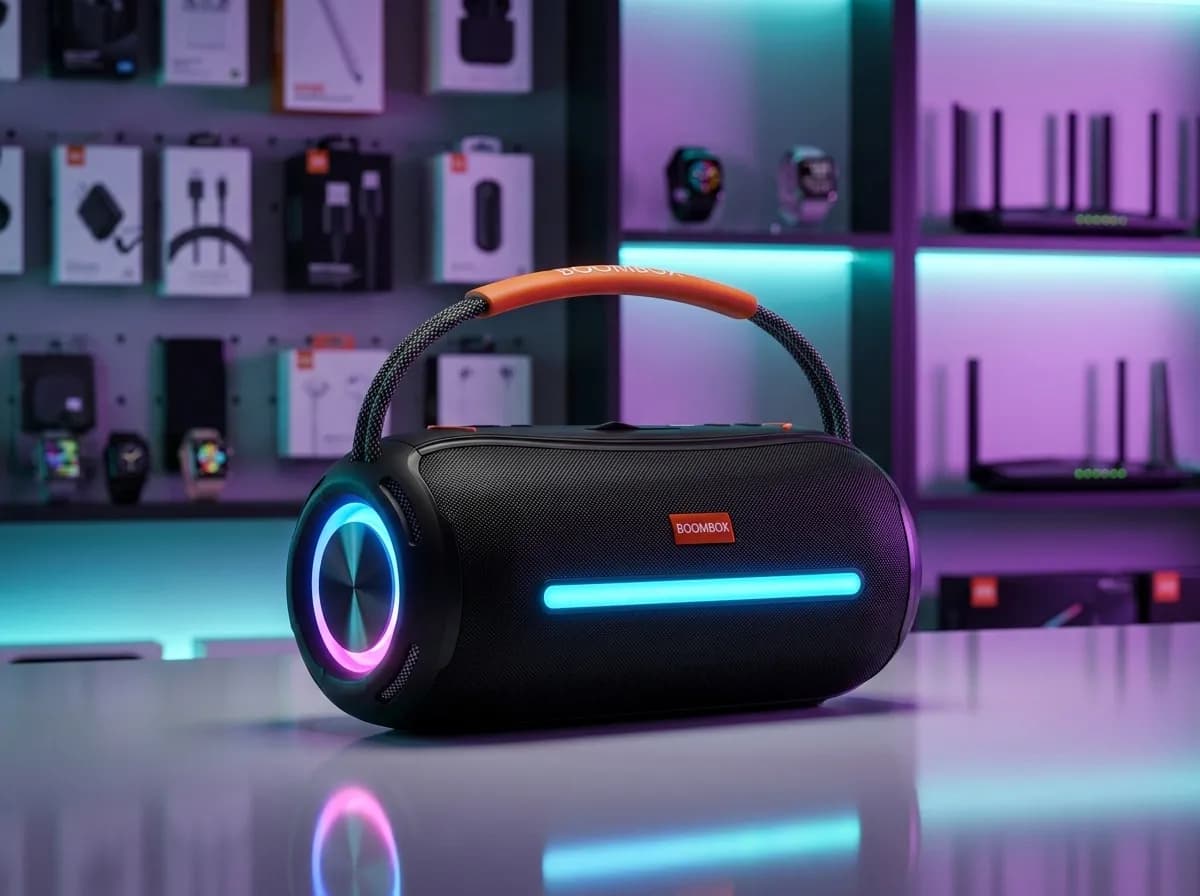 Boombox 360 Ssuper Bass Outdoor Bluetooth Waterproofing Stereo Speaker with RGB Runing Light