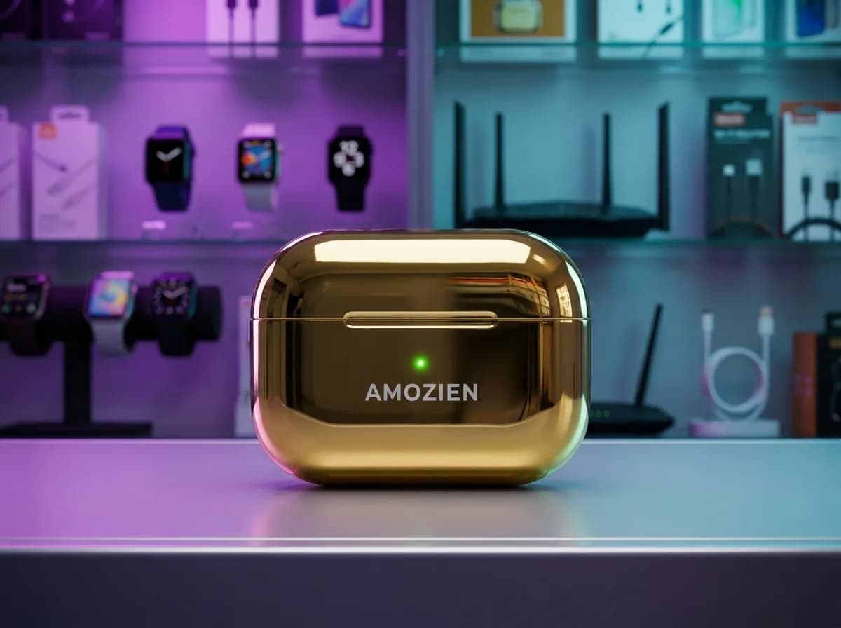AMOZIEN AMO-Golden Pro TWS Wireless Earbuds with Bluetooth V5.4, 10mm Dynamic Drivers & 300mAh Charging Case